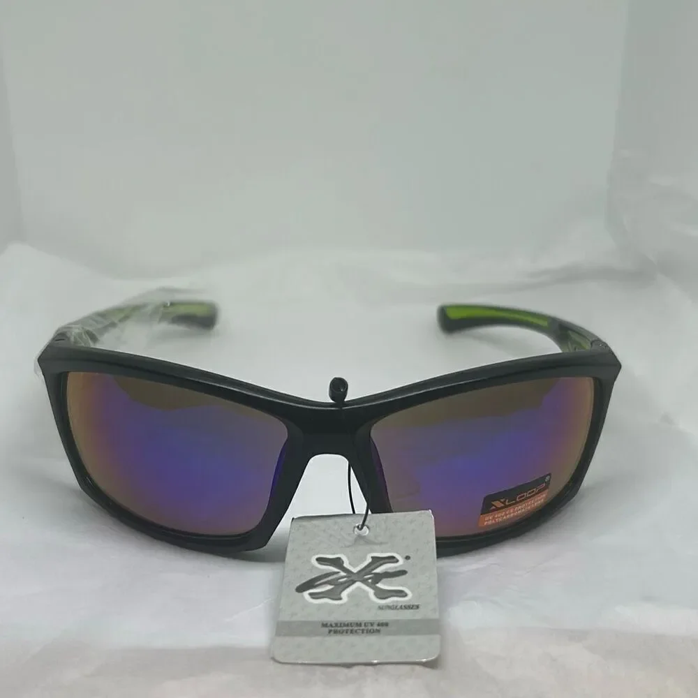 XLoop Sport Sunglasses – Mirrored Lens – Green/Black Frame – UV400 Protection